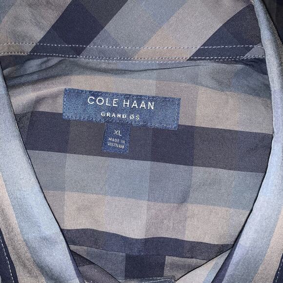 Cole Haan Mens Black Striped Long Sleeve Collared Button Up Dress Shirt Sz XL - Picture 9 of 10